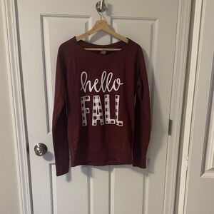Women's Burgundy 'Hello Fall' Sweatshirt